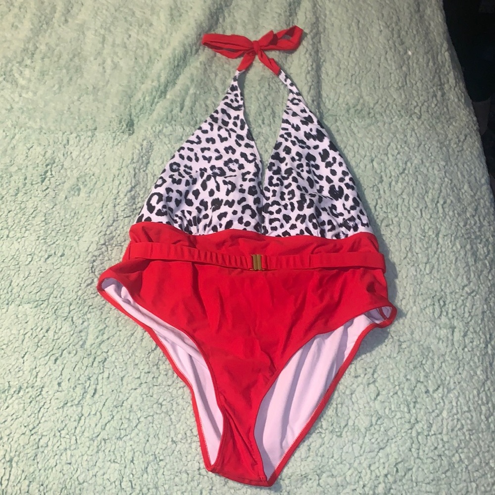 Leopard print tie bathing suit